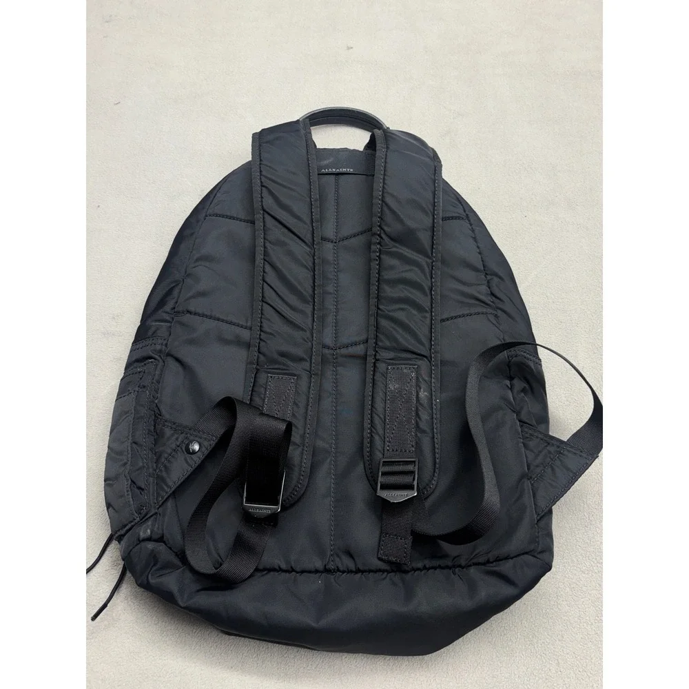 AllSaints Ridge Rucksack Black Nylon Leather Trim Backpack MB001Q Mens Womens